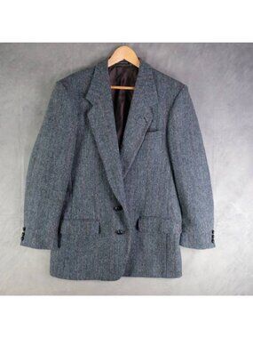 Harris Tweed Blazer Mens 42S Gray Herringbone Vented Wool Two Button